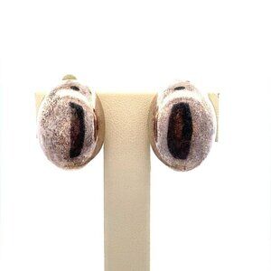 VTG Estate Sterling Silver Oval Clip Back Earrings! 167